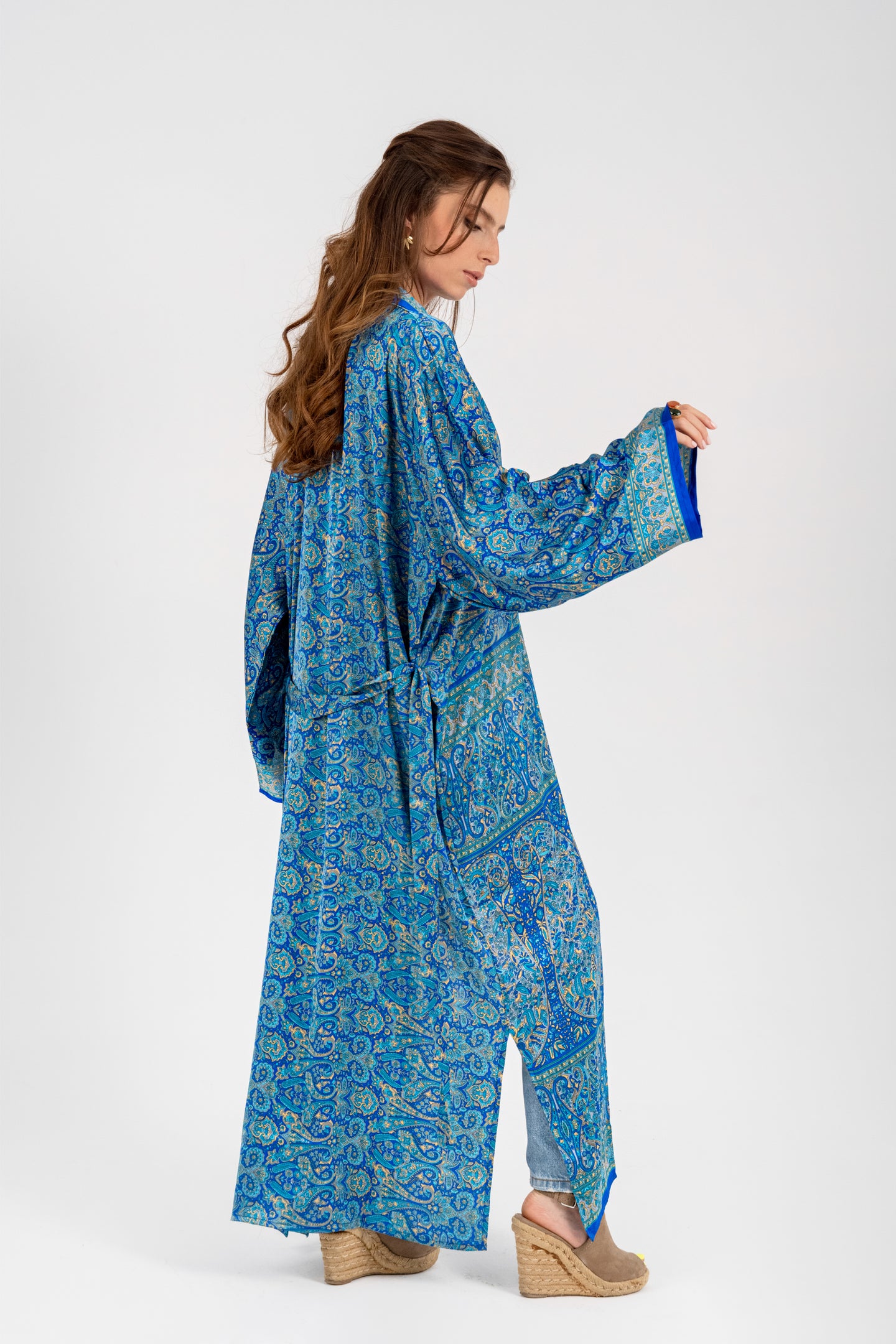 Samarkand - Long Silky Blue Kimono